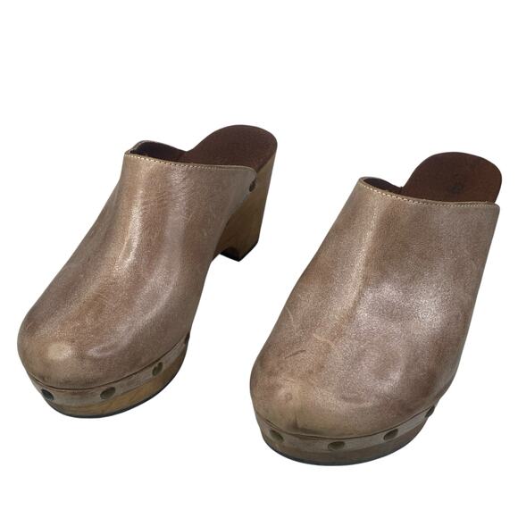 Cordani Women’s Zorba Tan Distressed Leather Wooden Clog Size 37 US 6.5 - Picture 6 of 12